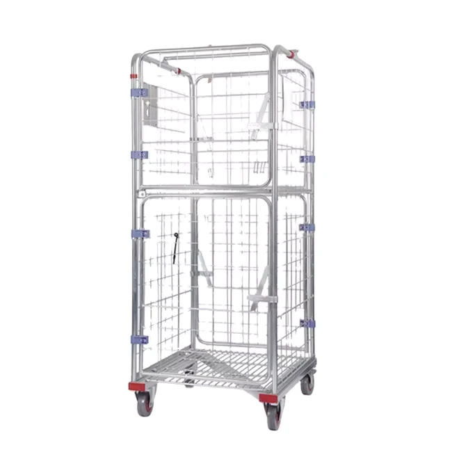 Warehouse Rolling Trolley Supermarket Roll Cage Trolley with Wheels