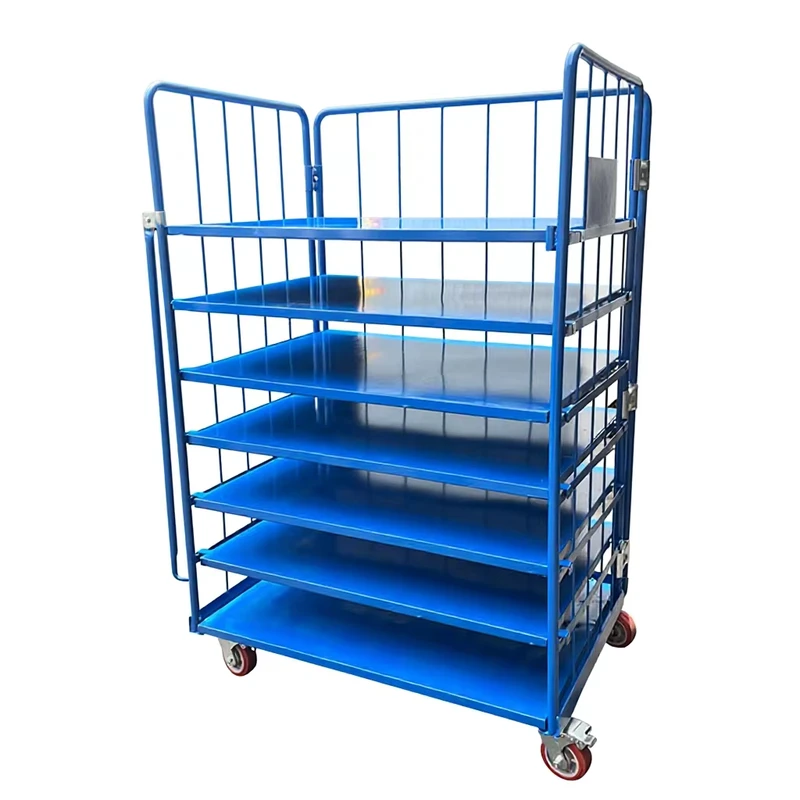 Warehouse Storage Roll Container Standard Collapsible Galvanized Steel Wire Mesh Logistics Trolley 500kg Capacity 3/4 Layers