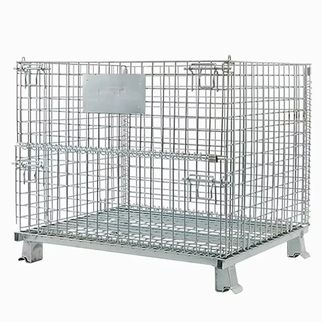 Warehouse Storage Steel Folding Pallet Cage Trolley Carts Heavy Duty Collapsible Metal Wire Mesh Logistic Rolling Cage Container