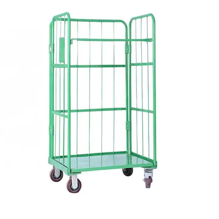 Warehouse Storage Trolley Metal Rolling Warehouse Roll Cage Cart Logistics Trolley with Door