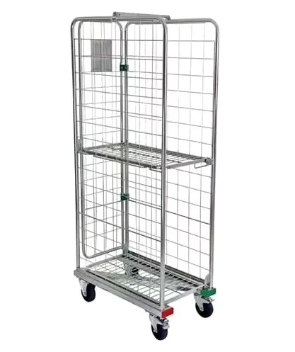 Warehouse Transportation Collapsible Wire Mesh Trolley Roll Container Pallet Cage Steel Cart 600kg Capacity 2m3