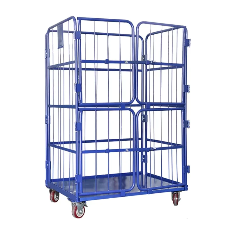 Warehouse Trolley Roll Cage Trolleys Heavy Duty Logistics Cages 4 Sided Roll Container with Wheels