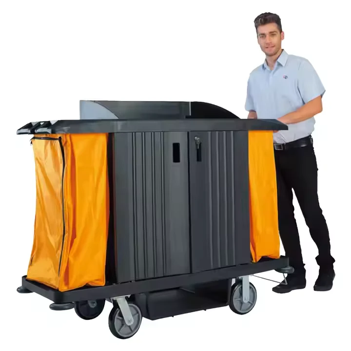 Waterproof Portable Plastic Linen Cart for Hotel Room Service and Housekeeping Cleaning Swallow Restaurant Inspired Design