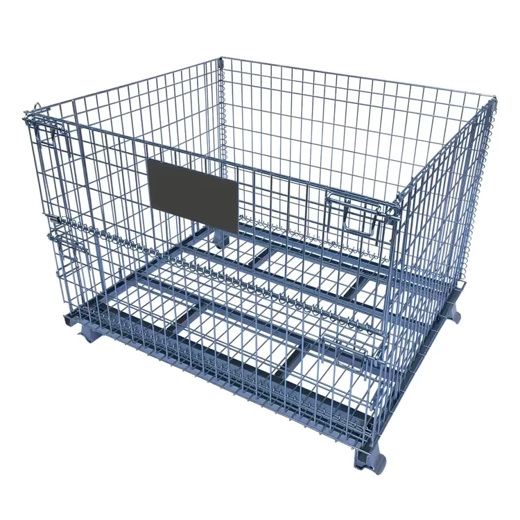 Wear resistant Foldable Mesh Box Wire Rolling Container Wire Storage Cage
