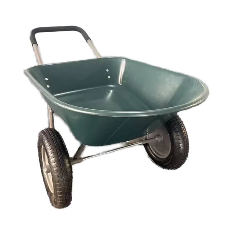 Wheelbarrow Plastic Tray Two Pneumatic Wheels WB5208P Metal Hand Cart Trolley Polyurethane Material OEM Industrial Storage