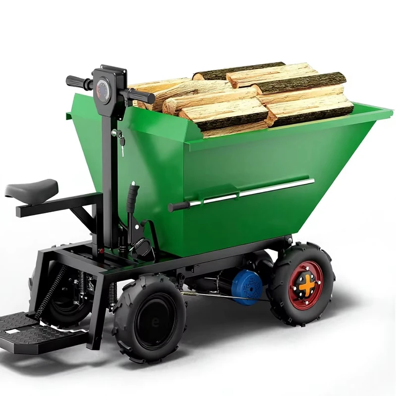 Wheelbarrow Utility Cart 60V 20Ah Sealed Lead Acid Battery 1500W Capacity 2205Lbs Manual Dumper All Terrain Wheels