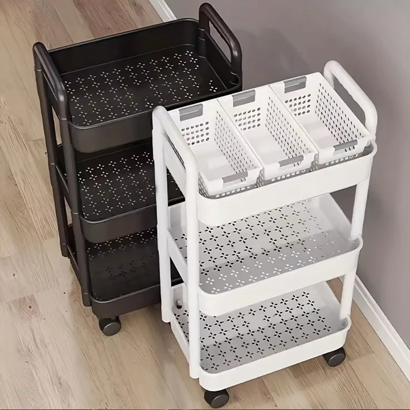 *Wheeled 3 4 Tier Mobile Storage Rack Trolley Organizer Plastic Kitchen Organizers Household Cart Mobile Trolley Bookshelf