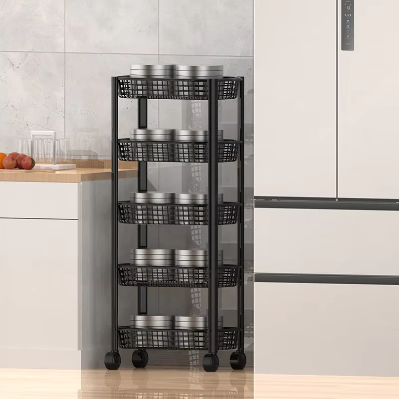Wheeled 5 Tier Eco Friendly Detachable Mobile Storage Rack Trolley Organizer Plastic Kitchen & Household Cart Slide Mechanism