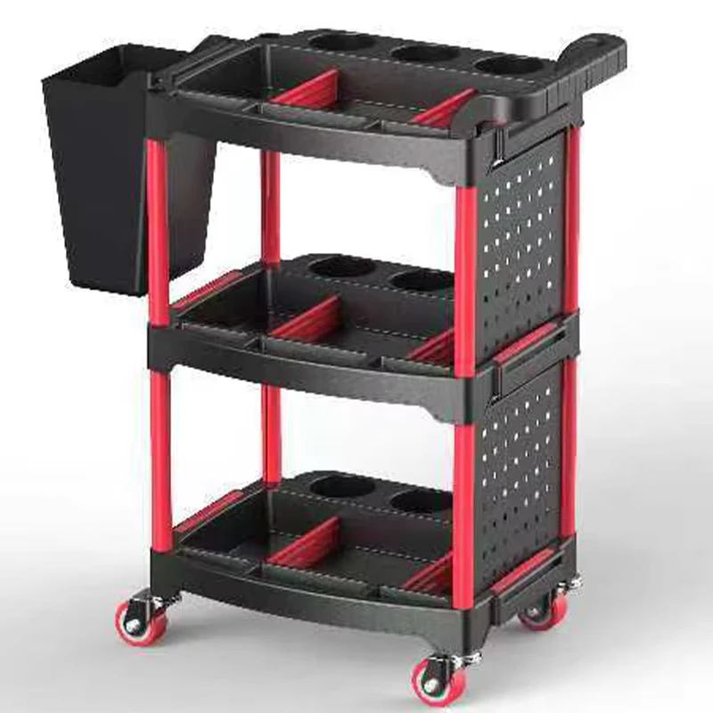 Wheeled Heavy Duty Auto Detailing Workshop Trolley Plastic Utility Cart for Car Washer Model 1102 90x57x48cm