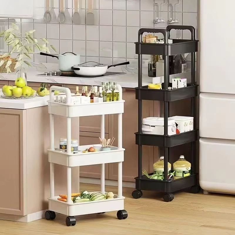Wheeled Living Room Floor Mobile Snack Storage Rack Trolley Toilet Storage Rack Multi layer Household Storage Rack