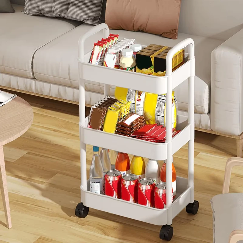 Wheeled Trolley Toilet Storage Rack Living Room Floor Mobile Snack Storage Rack Multi layer Household Storage Rack