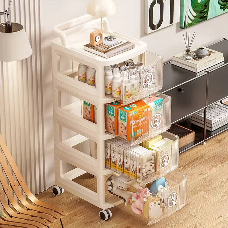 Wheeled Trolley Toilet Storage Rack Living Room Floor Mobile Snack Storage Rack Multi layer Household Storage Rack