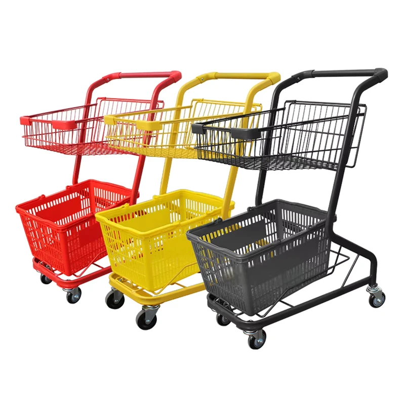 Wheels Supermarket Metal Shopping Trolley Cart for Shop