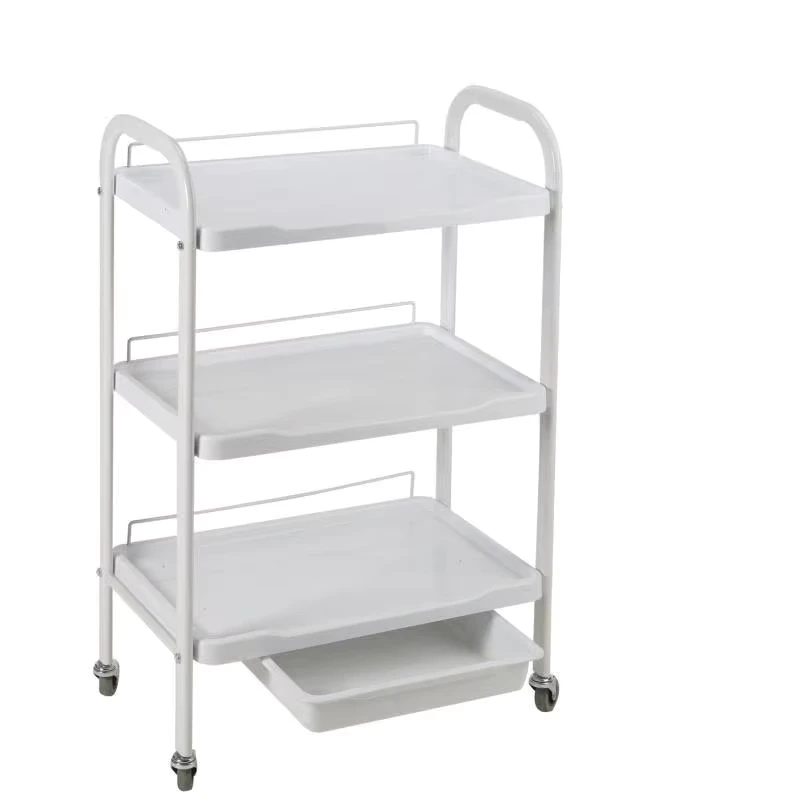 White ABS Plastic Heavy-Duty Salon Trolley 45kg Lifting Capacity Easy Moving for Gym School Commercial Use
