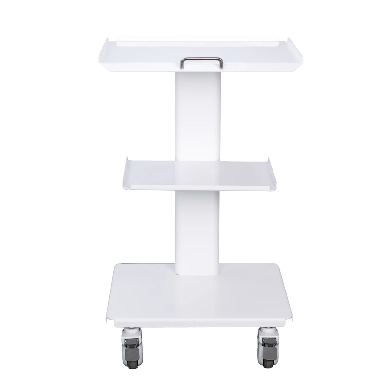 White Metal 3 Layer Dental Lab Trolley Rolling Storage Cart Clinic Furniture for Dentist Office