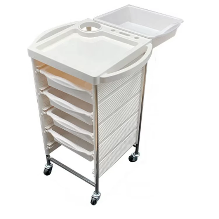 White Plastic Salon Carts Trolley for Hairdressing Working Trolley for Hair Salon