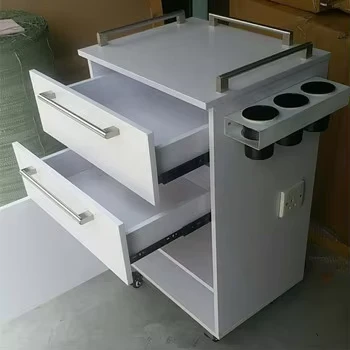 White Wood Hair Beauty Trolley for Salon and Restaurant Service Cart