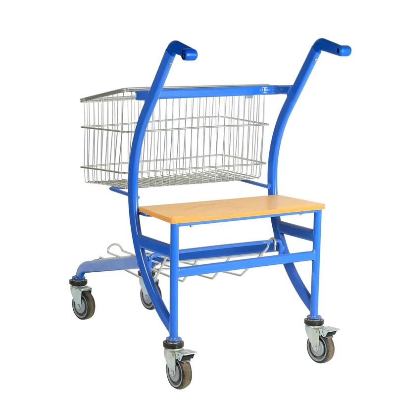 Wholesales Popular American Type Two Tier Supermarket Cart 2 Basket Double Shopping Trolley Cart