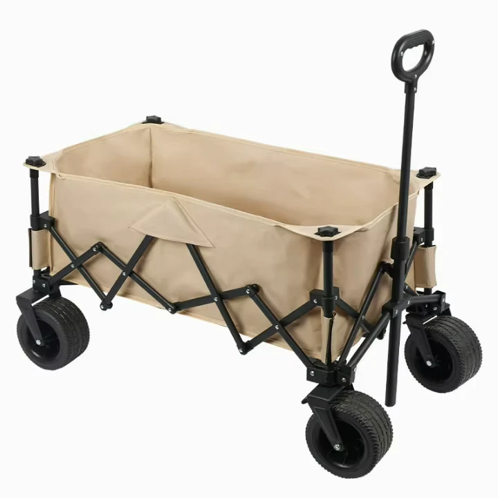 Wide Wheels Folding Wagon Portable Camping Cart Collapsible Foldable Trolly for Beach Outdoor Garden Picnic Shopping