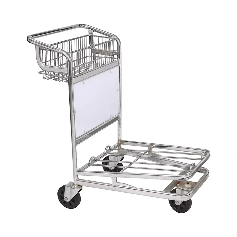 With Hook Stainless Steel Airport Luggage Trolley High Quality Airport Luggage Trolley