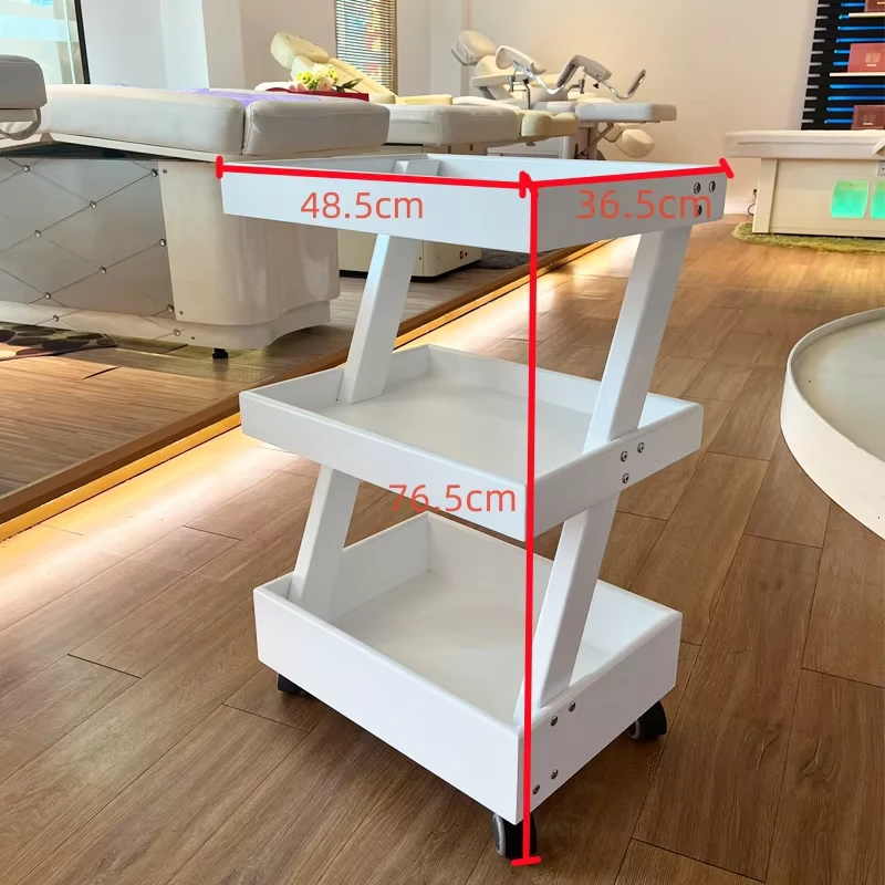 Wood Modern Beauty Salon Trolley Cart with 4-Wheels and 3-Layers for Spa and Hotel Use