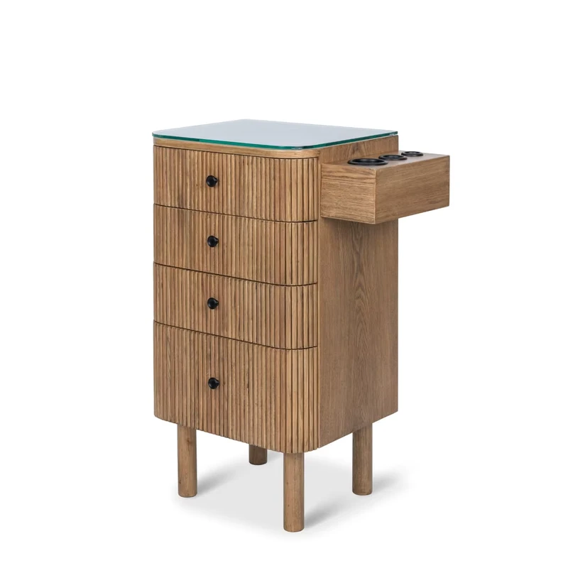 Wood Portable Salon Trolley with Multiple Storage Space for Beauty Salon and Living Room Hairdressing Furniture