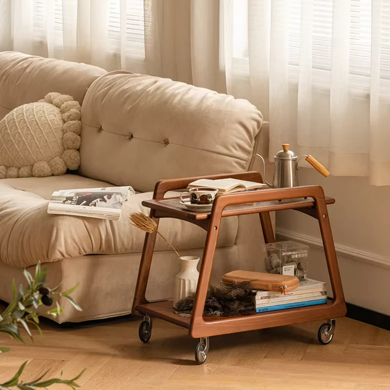 Wooden Modern 4 Wheel Salon Styling Trolley for Living Room and Bedroom Use