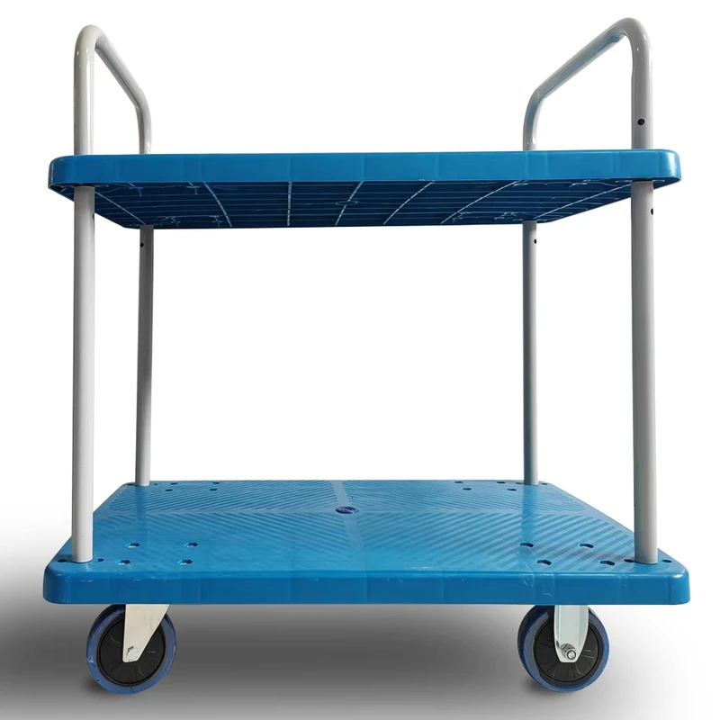 Workshop 2 Layer Tool Platform Cart Utility Industrial Service Trolley Cart With Storage Tote Box