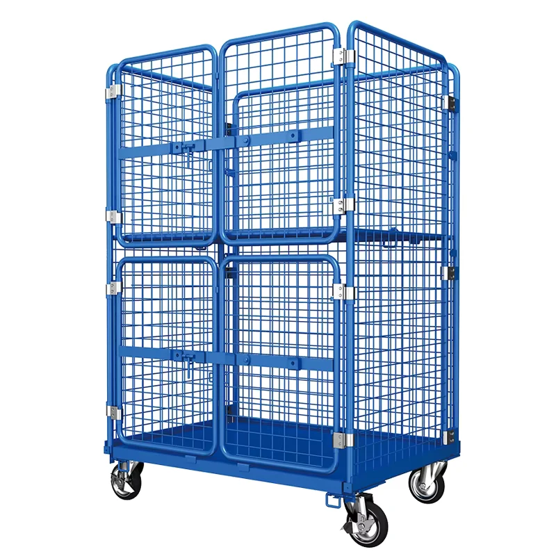 Workshop Folding OEM Logistic Warehouse Laundry Picking Roll Cage Cart Trolley