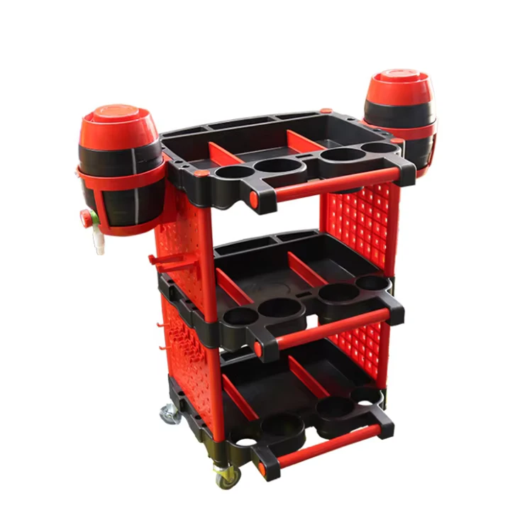 Workshop Mobile Auto Body Repair Tool Storge Cart 3 Shelf Tools Cart Car Wash Cleaning Detailing Trolley Detailing Cart for Car