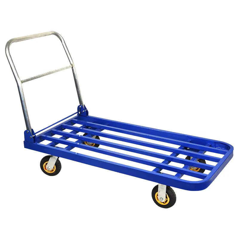 Workshop Picking Grocery Rolling Square Tube Silent Folding Truck Storage Cart Platform Foldable Square Tube Hand Trolley 300KG