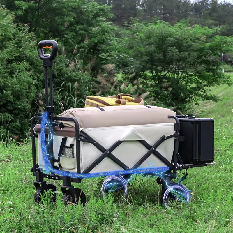World’s First Remote Control Electric Camping Cart Small Outdoor Travel Push Cart for Parent Child Shopping and Storage