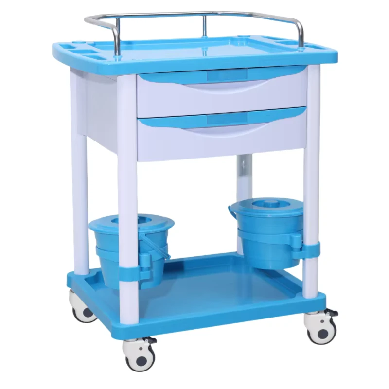 YGCT 75001D2 LB ABS Adjustable Hospital Portable Instrument Treatment Cart Trolley with Castors