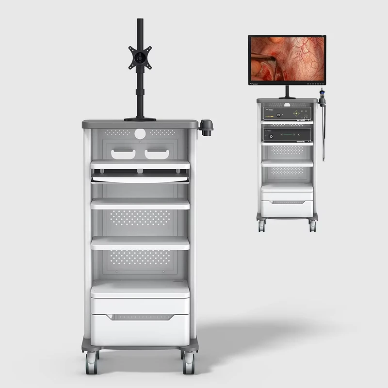 YKD 2101 Mobile Hospital Endoscope Cart Trolley 3 Shelf Metal Height Adjustable Feature Supplied by China