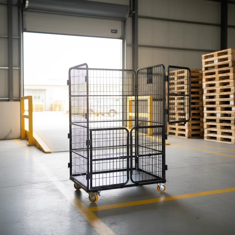 YUMEI ZZTC 009 500kg Capacity Folding Roll Container Removable Mesh Panels Braked Swivel Wheels Eco Friendly Waterproof Easy