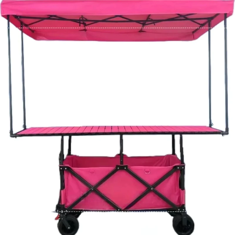 YX F1 33 Night Market Vendor Cart Foldable Wagon with Big Canopy All Terrain Wheels Mult Color Outdoor Stall Solution