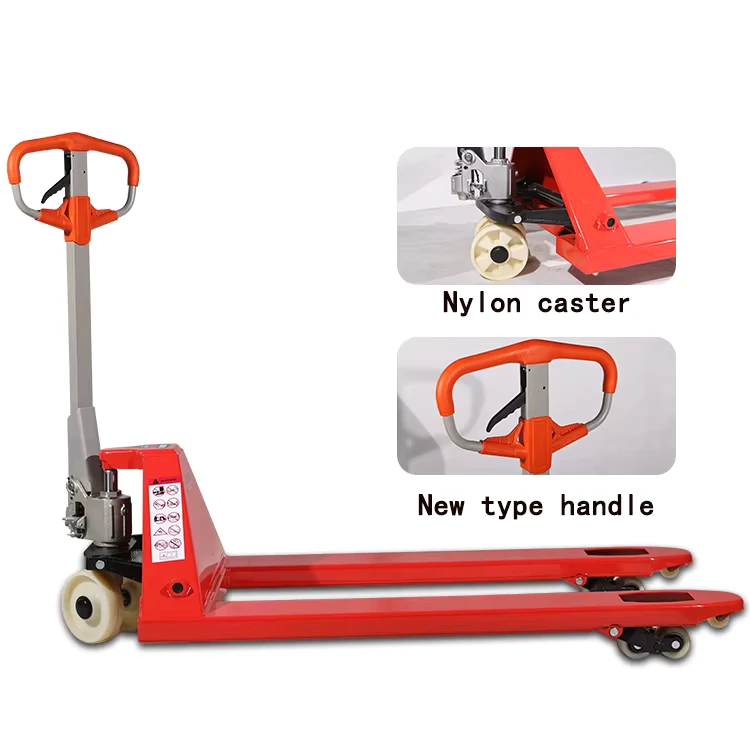 Yellow 2500kg Steel Hand Operated Pallet Truck with Pneumatic Tire