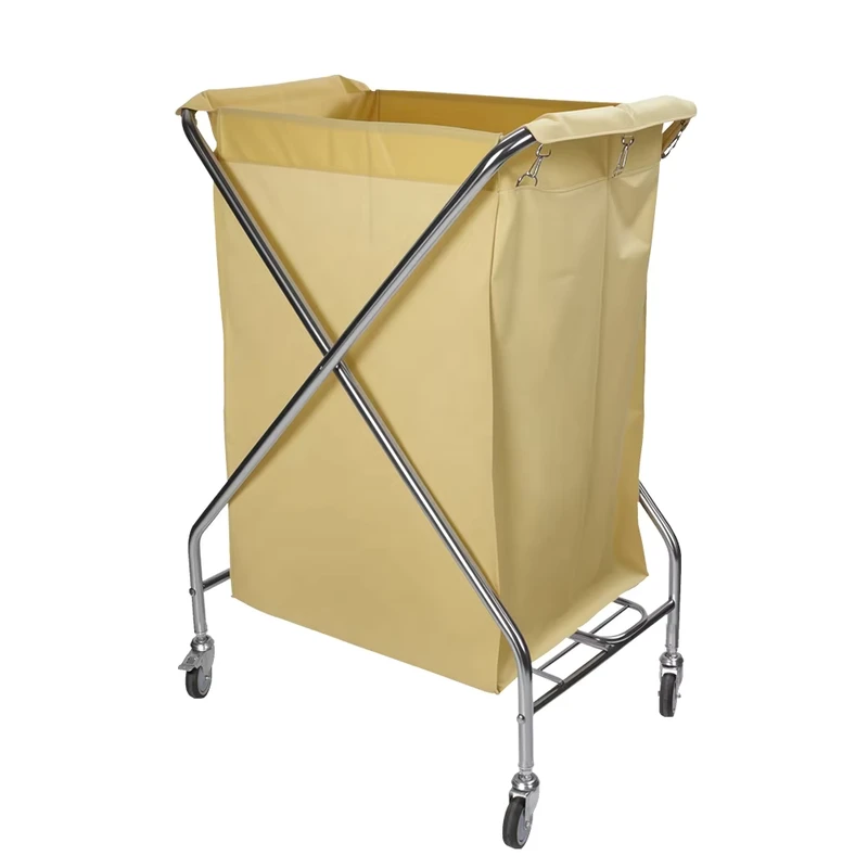 Yintok Commercial Hotel Room Folding Laundry Linen Cart Trolley for Cleaning Services Hospitals Stainless Steel Customizable