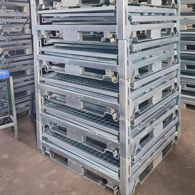 Yougu Heavy Duty Galvanized Steel Powder Coated Stackable Foldable Industrial Warehouse Container Stillage Cage Container Box