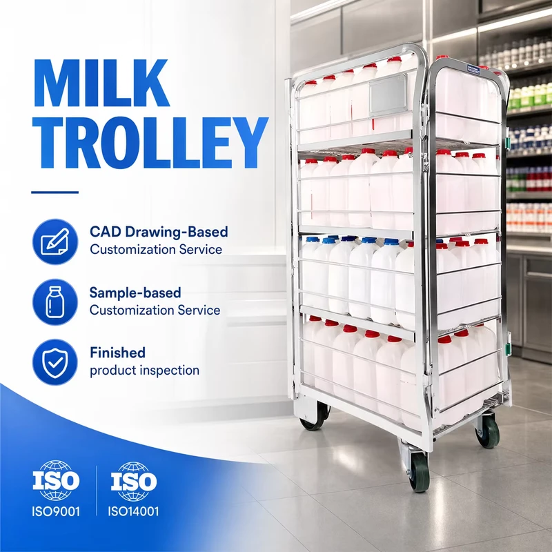 ZENDA Logistics Roll Cage Milk Dairy Trolley Manufacturers Loading Capacity 250kg Roll Cages Trolley