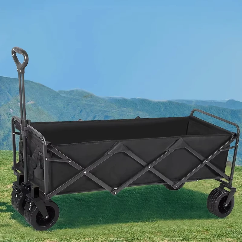 ZT 069 01 OEM Portable Folding Wagon Brake Adjustable Camp Cart with Platform Structure for Outdoor Beach Picnics