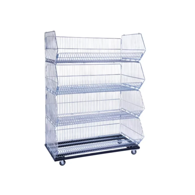 Zinc Folding Stacking Cage Heavy Duty Shopping Trolley Grocery Store Steel Trolley Supermarket Shopping Carts