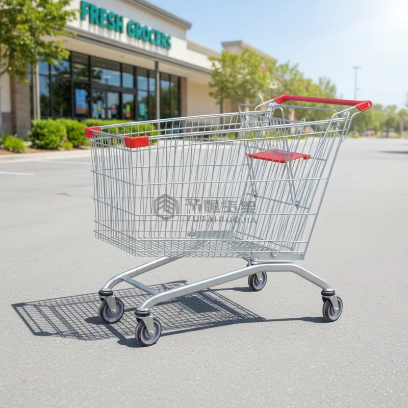 Zinc Plated Anti Rust Heavy Duty Steel Wire Supermarket Trolley with Brake Wheels for Grocery Store Shopping Cart