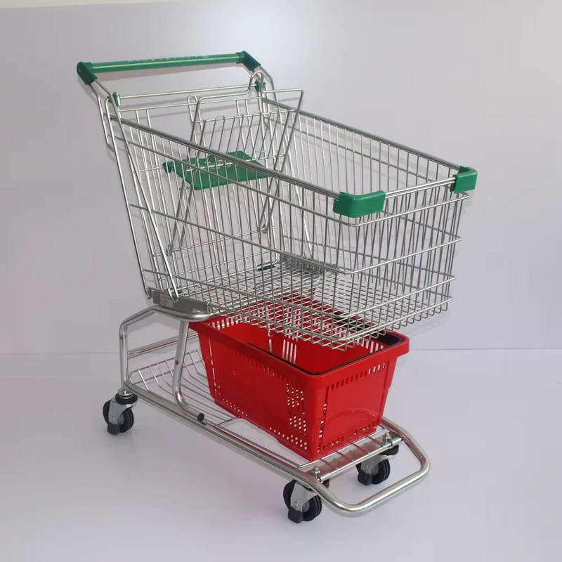 Zinc Shop Mall Super Market Supermarket Shopping Trolley Cart Customized for Sale