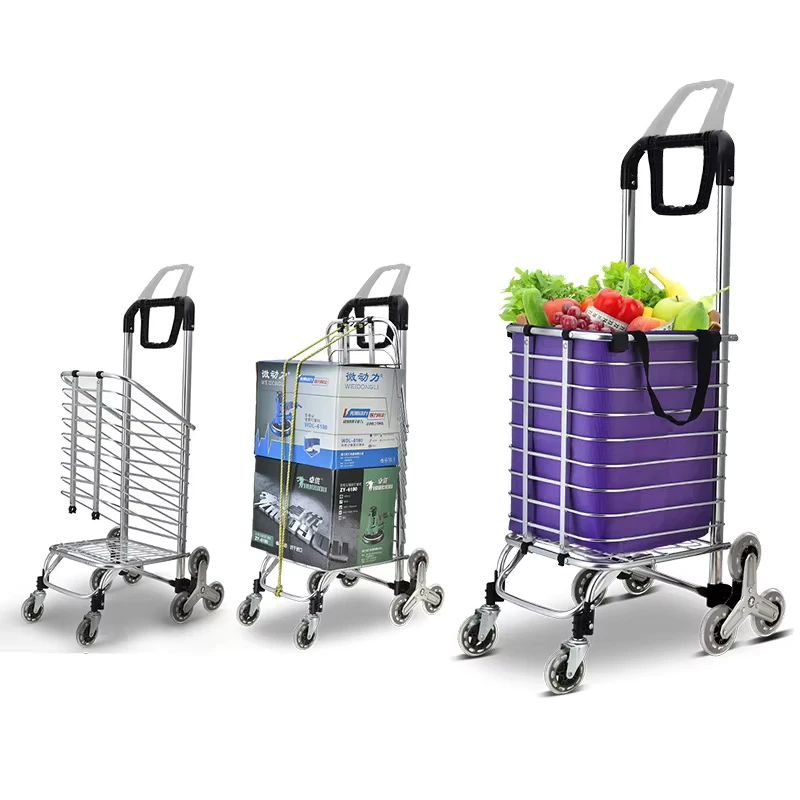 in Stock Asian Supermarket Shopping Trolley Hand Carts With Climbing Stair Wheels With Handles